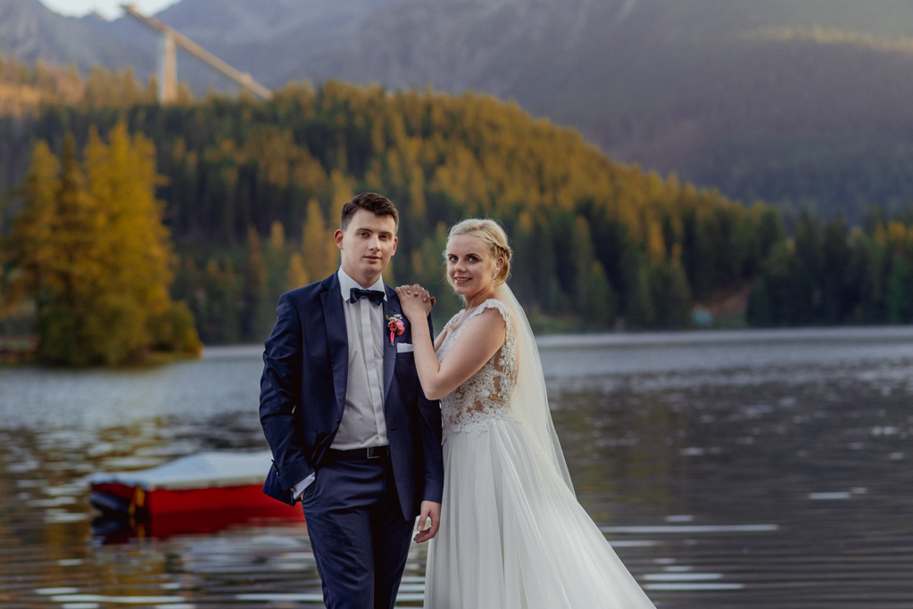 plener ślubny nad jeziorem Szczyrbskim