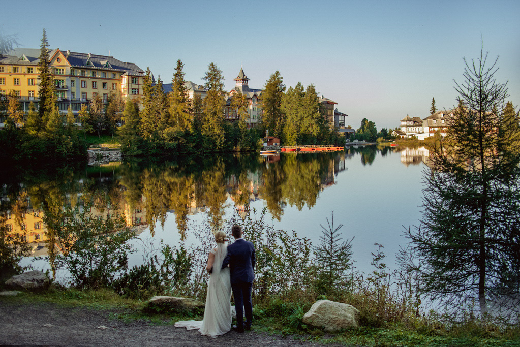plener ślubny nad jeziorem Szczyrbskim